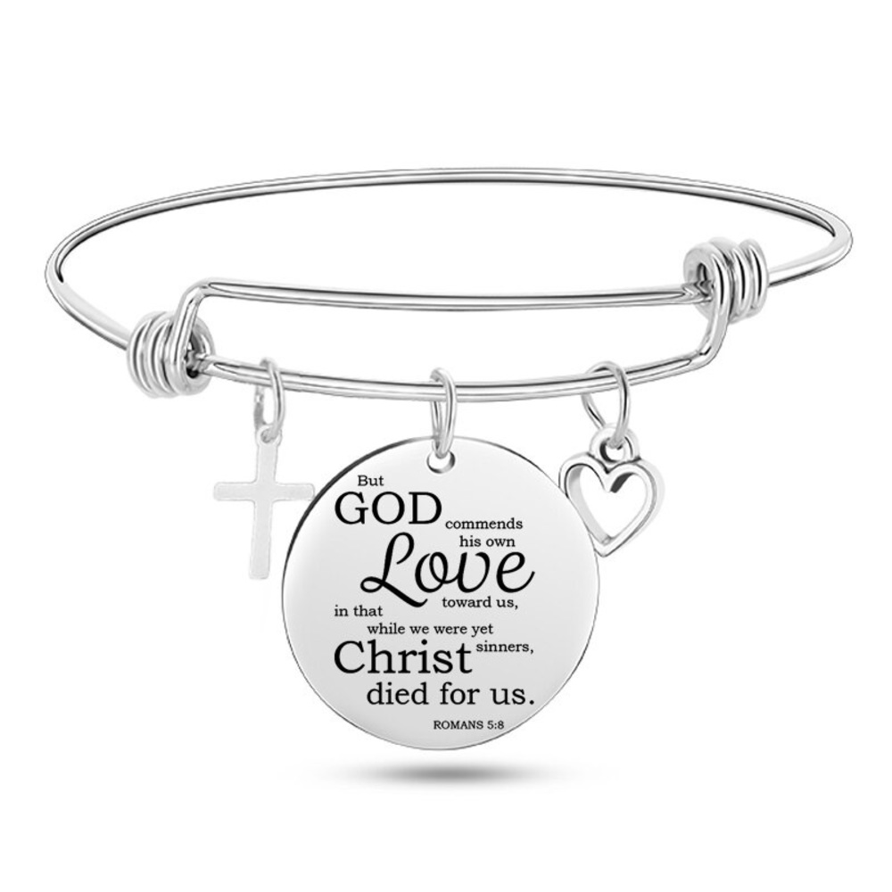 Christian scripture bracelet bible jewelry silver